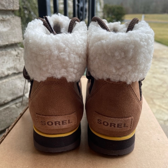 SOREL HARLOW LACE COZY US 7 Women's Outdoor Ankle Boot Suede Brown New - Picture 7 of 9
